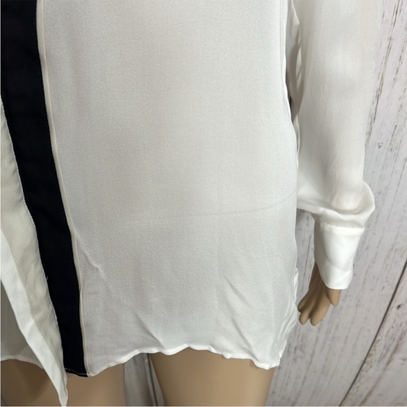 NWT Vince 100% Silk Cream Offwhite Wisteria Wallflower Silk Shirt - Picture 6 of 14